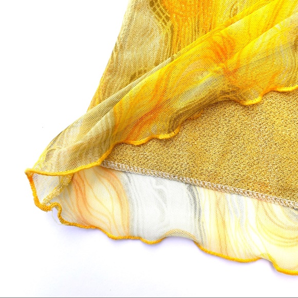 Vintage Yellow Green Flame Mesh Top | Size Medium - Picture 4 of 5